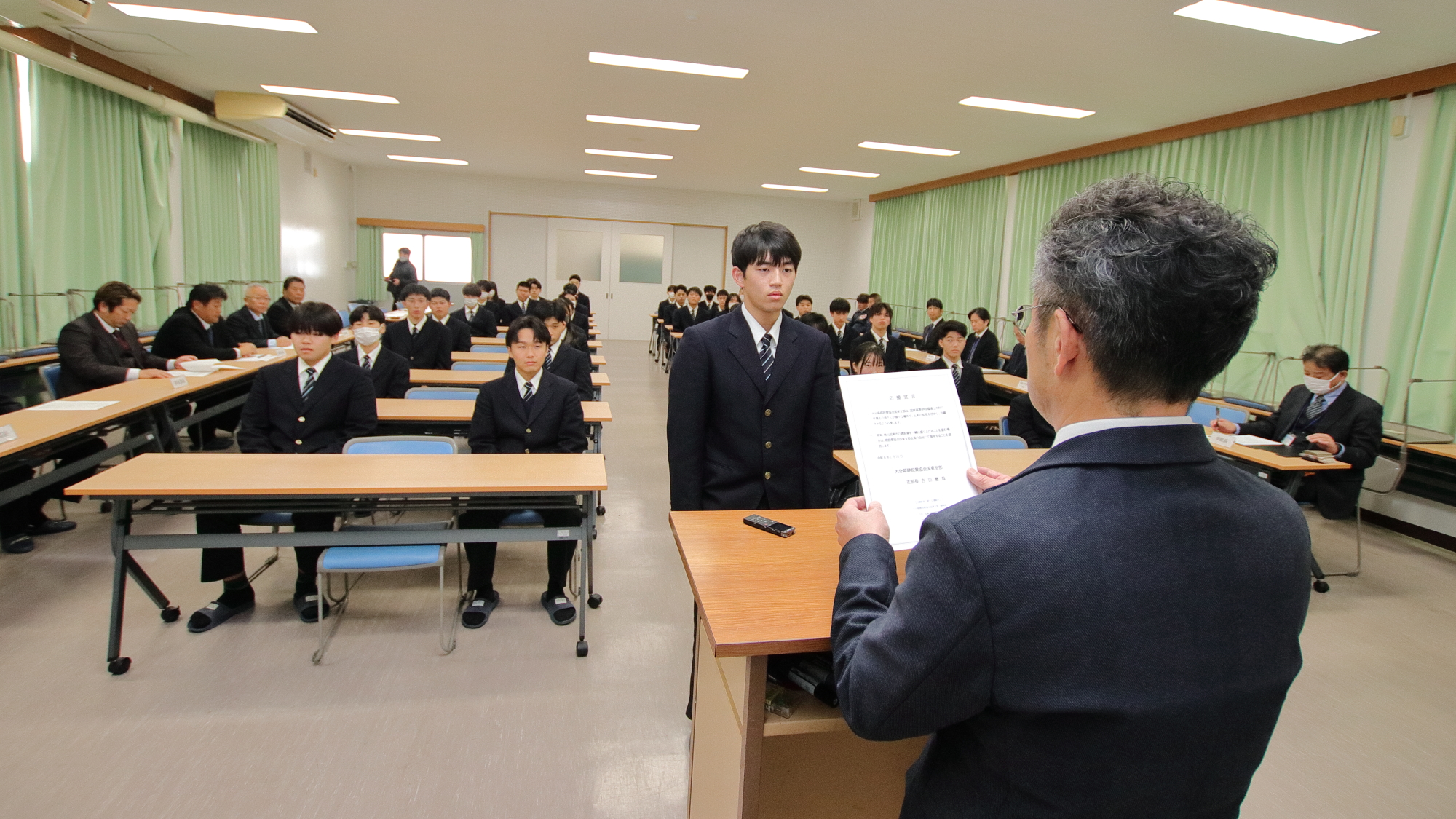 国東支部が国東高環境土木科3年生に応援宣言