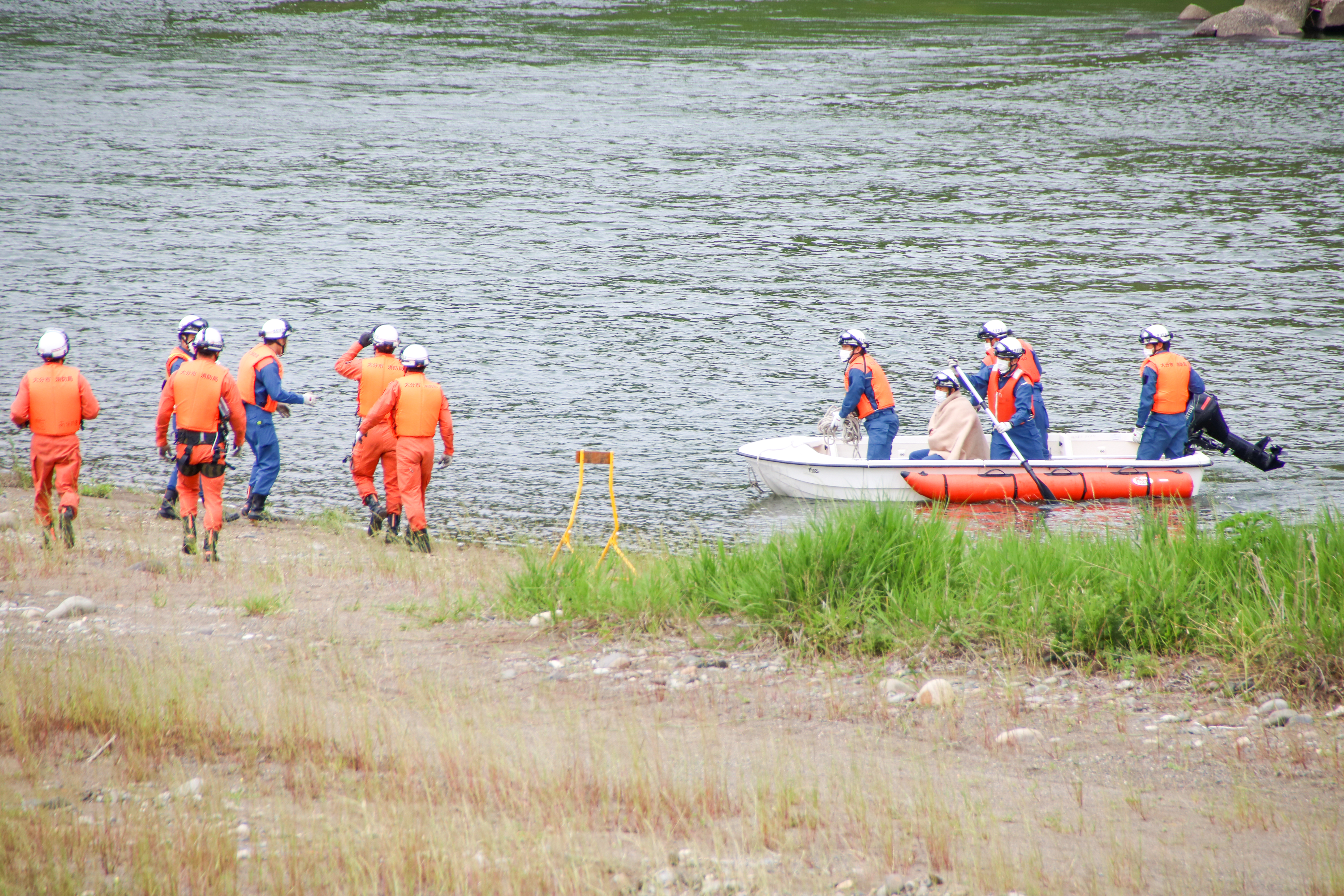 大野川で水防訓練